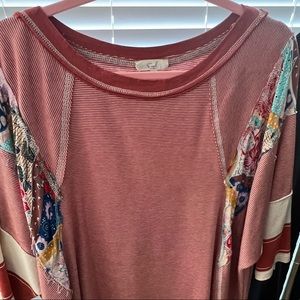 Orange and White Striped Batwing Sleeve Top